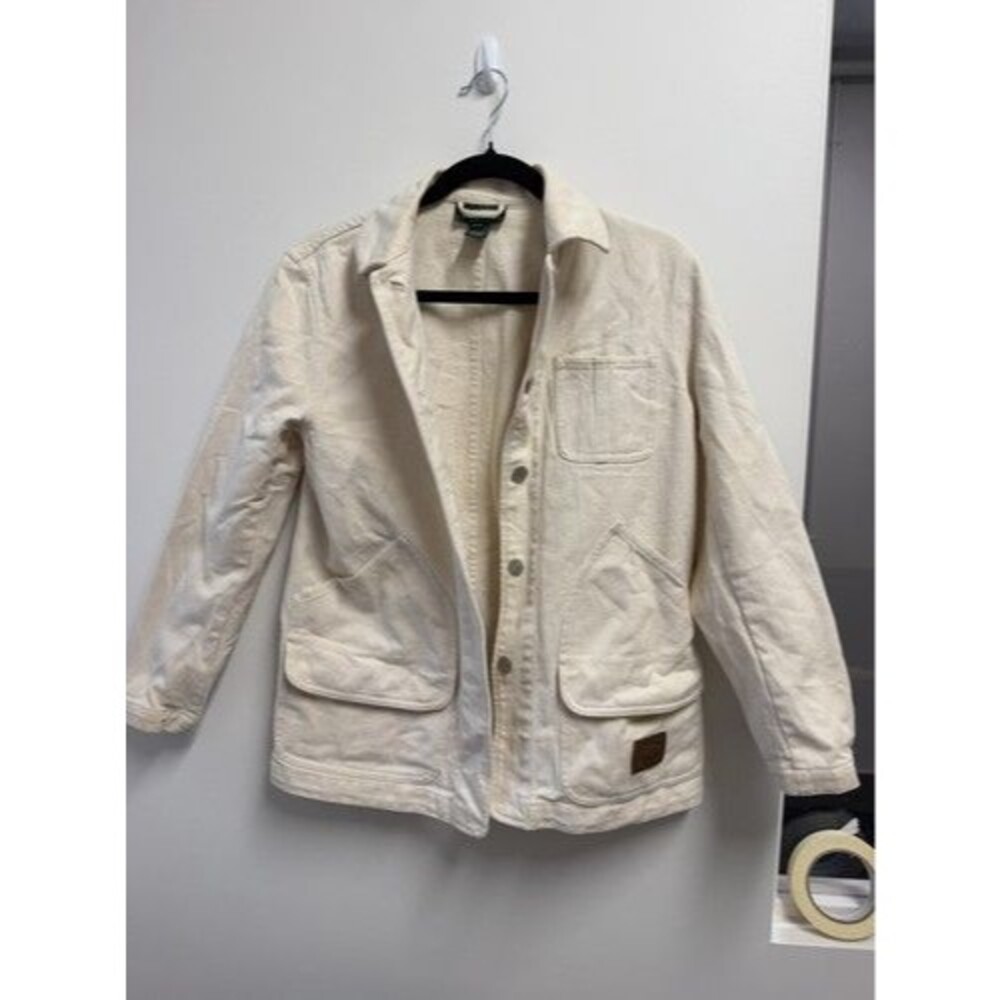 Ralph Lauren Men’s Beige Cotton Button Front Jacket Point Collar Pockets S/M